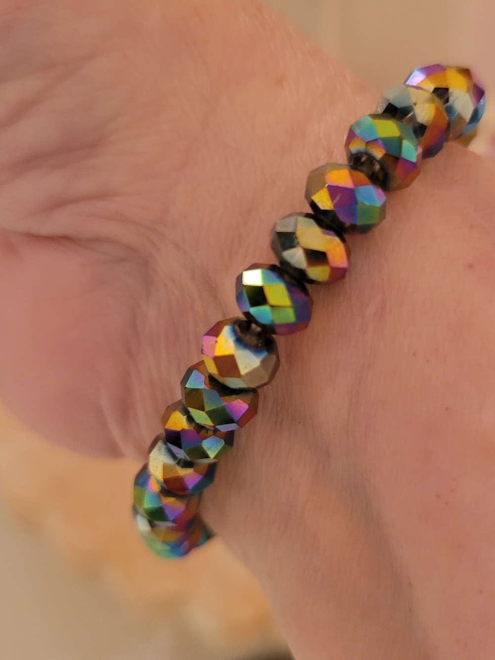 Multicolor Oil Slick Bead Stretch Bracelet - Women Jewelry